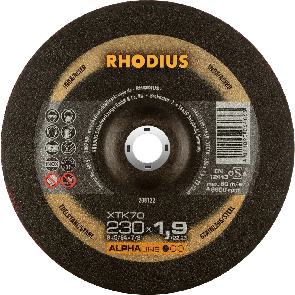 Disque à tronçonner 230 mm Rhodius XTK 70