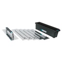 Set de 9 pcs spatules crantées Jumbo en acier inox 480 x 130 mm (2 poignées + 6 lames)